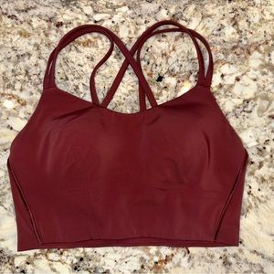 Lululemon Womens 4 Red Merlot Like a Cloud Longline Bra Light Support